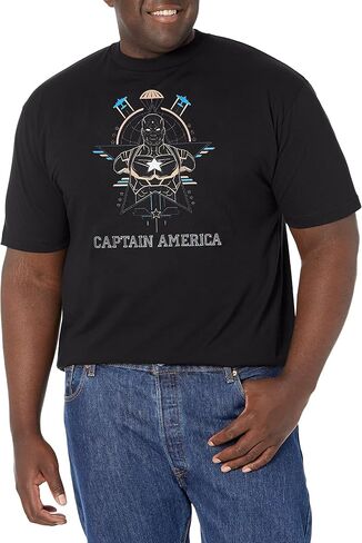 Marvel Big & Tall Classic Tech Cap Men's Tops Short Sleeve Tee Shirt, Black, 3X-Large in Saudi Arabia