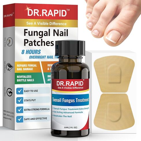 Toenail Fungus Treatment Extra Strength Kit - 30ml Nail Repair Liquid Solution and 20 Hydrogel Patches, Nighttime Fungal Nail Treatment for Toe & Fingers, Fast-Acting Formula in Saudi Arabia