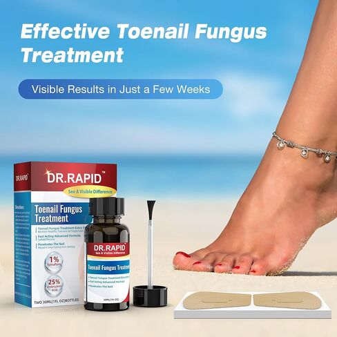 Toenail Fungus Treatment Extra Strength Kit - 30ml Nail Repair Liquid Solution and 20 Hydrogel Patches, Nighttime Fungal Nail Treatment for Toe & Fingers, Fast-Acting Formula in Saudi Arabia
