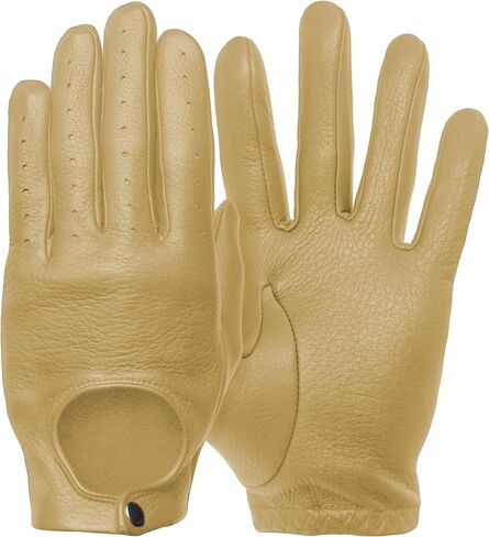 Streamline Women’s Leather Driving Gloves (Unlined Premium Deerskin) Open Back with Snap Wrist Closure and Breathable Vents in Kuwait
