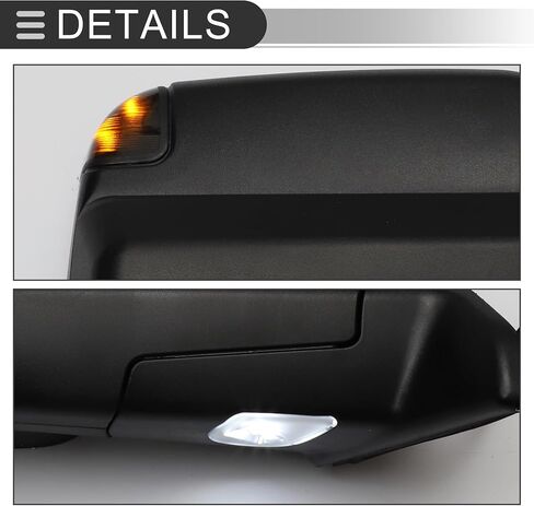 Motoforti Tow Mirrors, Manual Folding Trailer Towing Side Mirrors, for Dodge for Ram 1500 2009-2012 for Ram 2500 3500, Turn Signal Light Puddle Lamp Power Heated, Textured Black, 1pair in Saudi Arabia