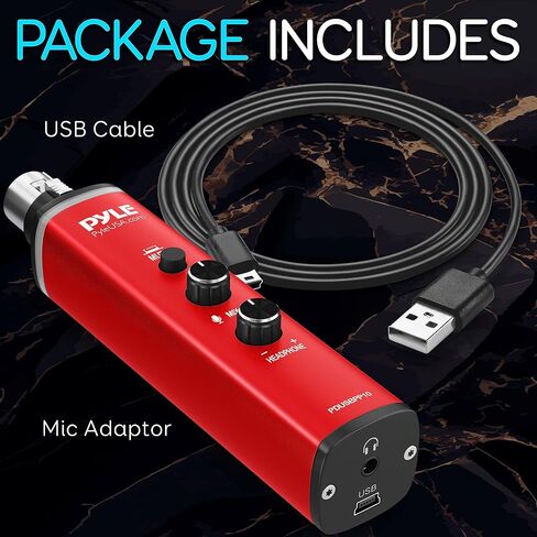 Pyle Microphone XLR-to-USB Signal Adapter - Universal Plug and Play XLR Mic to PC Adaptor for Digital Recording w/ Mix Audio Control, +48V Phantom Power, Headphone Volume, USB Cable - PDUSBPP10 in Saudi Arabia
