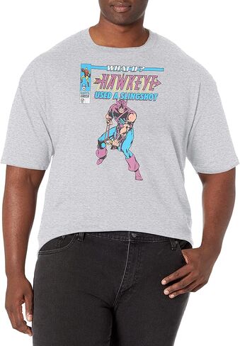 Marvel Big & Tall Classic WI Hawkey Used A Slingshot Men's Tops Short Sleeve Tee Shirt, Athletic Heather, 5X-Large in Saudi Arabia