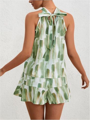 Milumia Women Summer Outfits 2 Piece Knot Back Halter Top and Wide Leg Shorts Sets in Saudi Arabia