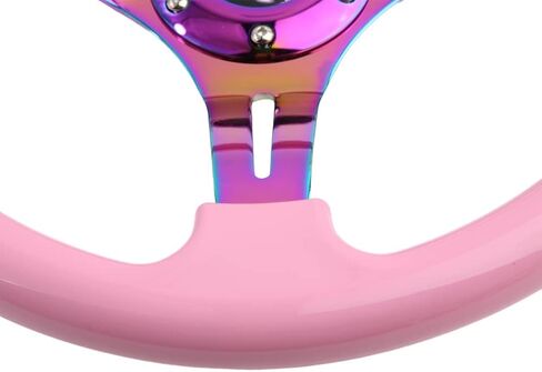 Classic Pink Racing Steering Wheel Neo Chrome Spoke 350mm 14" Deep Dish ABS Hard Wood Steering Wheel with Horn Button in Saudi Arabia