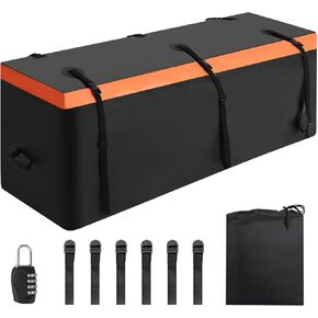 Hitch Cargo Carrier Bag 21 Cu Ft, Heavy Duty Waterproof Cargo Traveling Bag for Car Truck SUV Vans' Hitch Trays and Hitch Baskets, 8 Reinforced Straps, Waterproof Zip