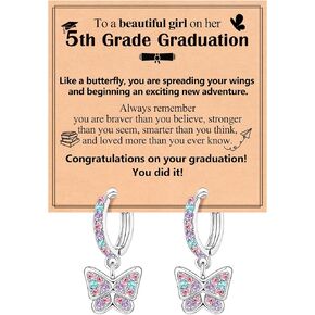 Hypoallergenic Butterfly Hoop Earrings 5th Grade Graduation Gifts