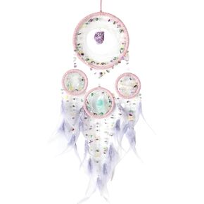 الماسك الطبيعي Crystal Dream Catcher تقليديًا الريش المصنوع يدويًا حلمًا كبيرًا للديكور الجدار المعلقة ديكورًا للمنزل للغرف وغرف المعيشة