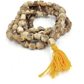 Original Tulsi Mala (Thick Beads) Tulsi Kanthi Jaap Mala Ladoo Gopal Ji's Favourite tulsee Mala Pefect for Daily Use 108+1 Beads Mote DSane Wali, Beige