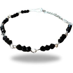 "Timeless Grace: Black Glass Pearl Anklet for Girls – A Touch of Elegance for Every Step"