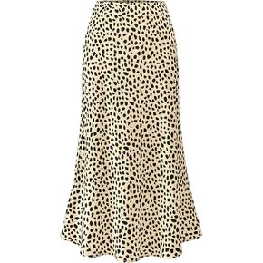 BTFBM Womens Leopard Print Skirt 2025 Summer Fall Midi Length High Waisted Elastic Satin Skirts Work Bussiness Outfits