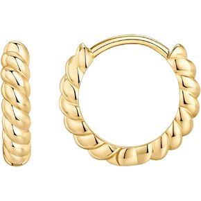 PAVOI 14K Gold Plated 925 Sterling Silver Post Twisted Huggie Earring | Women's Mini Hoop Earrings