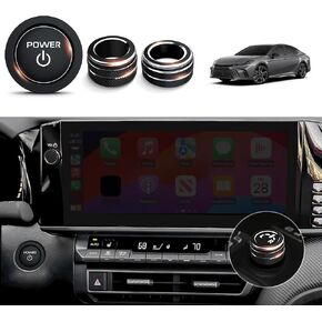 Interior Accessories Compatible with 2025 Toyota Camry - Volume Tune, Rearview Mirror Knob Cover, Engine Push Start Button Cover/Ring, Aluminum Alloy Decorative 4pcs/Set (Black)