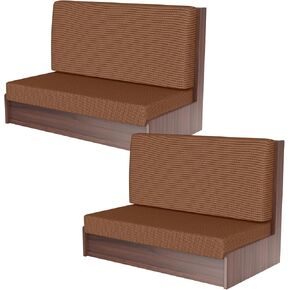 leepiya 2 Set Rv Dinette Cushion Covers Dinette Elastic Rv Seat Covers with 2 Backrest Covers 2 Bench Covers Machine Washable Stretchable Soft Camper Cushion Covers with 6 Anti Slip Straps Coffee