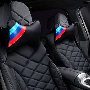 2 PCS وسادة مسند للسيارة لإكسسوارات BMW ، والسيارة ناعمة PU LEATHERCE PACED