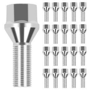 M12x1.25 Wheel Lug Bolt, 21 Packs Lug Nut Bolts, 28mm Shank Length, 17mm Hex Conical Compatible with Jeep Compass, Cherokee, Renegade, Chrysler 200, Fiat 500, Dodge Dart (21 Pcs)