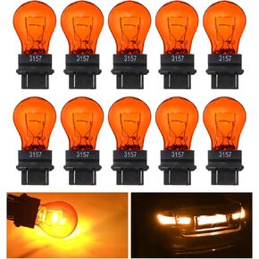 10PCS Car Brake Light Bulb, 3157 Waterproof Micro Quartz Glass Double Wire Light Bulb Replacement, 12V 21/5W Vehicle 360° Lighting Bright Turn Signal Instrument Light Bulbs (Red)