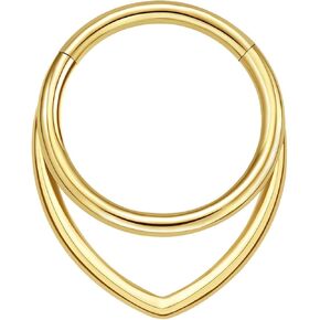Woman Men 16 Gauge Septum Ring 16G Hinged Nose Ring Daith Earrings Clicker Rings Piercing Jewelry Gold-Silver