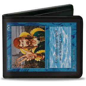 معالجات مشبك من محفظة الساحل ، Bifold ، Magic the Gathering Counterspell Deckmaster Card نسخة طبق الأصل ، جلد نباتي