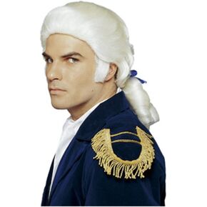 Duke Wig with Bow Adult Costume Accessory White One Size