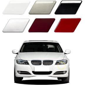 Car Front Bumper Headlight Washer Cover Compatible with BMW 3 Series E90 E91 2009 2010 2011Headlight Washer Nozzles Cover 61677211209 61677211210 Water Spray Cover Black Left