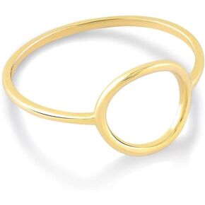 Gelin Open Circle Karma Ring in 14K Solid Gold | 14K Real Gold Karma Ring | 14k Yellow Gold Statement Rings for Women