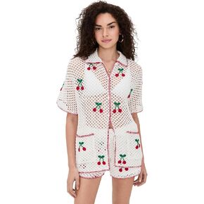 Saylor Women's Blithe Cherry Mesh Crochet Short Set