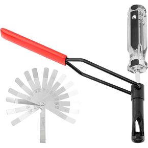 Valve Lash Adjustment Tool Kit, 10mm Jam Nut Valve Adjuster with Angled Feeler Gauge and Slotted Stud, Compatible for Hon- da, for Toyota, and Other Japanese Car Engines(Color:Black)