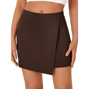 LYANER Women's Elastic High Waisted Wrap Mini Skirt Bodycon Club Short Skirts