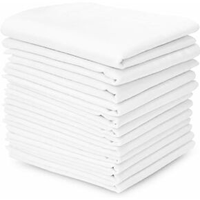 Premium Cotton Men's Handkerchiefs,100% Soft Cotton,White Classic Hankies Pack of 12