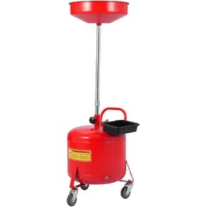 8 Gallon Portable Waste Oil Drain Tank Air Operated Drainage Adjustable Funnel Height with Wheel, Yellow