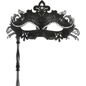 Masquerade Mask with Stick Venetian Mask Mardi Gras Decorations Mask Halloween Carnival Costume Mask for Women