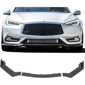 SCITOO Front Lip Spoiler Fits for 2017-2020 for Infiniti Q60 Coupe Glossy Carbon Look V Style Front Bumper Lip