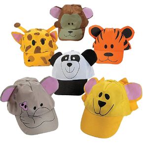 Fun Express Jungle Animal Baseball Caps (1 dz) - VBS Vacation Bible School Supplies/Decor