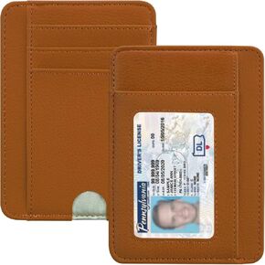 Hotcool Slim Wallet للرجال ، الجيب الأمامي الحد الأدنى حامل بطاقة الائتمان الجلدية البسيطة RFID حظر للرجال والنساء ، هدايا منظم رقيقة ، صليب - أبيض