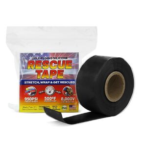 Bond It Rescue Tape ، السيليكون الذاتي للسباكة في حالات الطوارئ ، إصلاح الأنابيب والخرطوم ، العزل الكهربائي ، مقاوم للماء ، 950psi ، مصنوع في الولايات المتحدة ، 1 "× 12" ، أسود