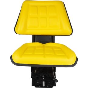 Yellow Universal Adjustable Tractor Suspension Seat Triback Style with Tilt Fits for John Deere Tractor 5200 5210 5300 5310 Shock Absorption Alloy Steel PVC