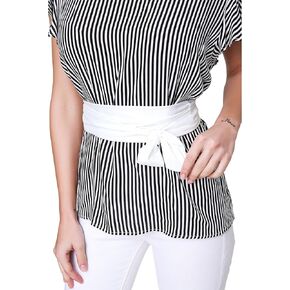 VHD Women Solid Color White Obi Soft Tie Tie tiew حول حزام الخصر - حزام أوبي ، حزام فستان Cinch Boho ، حزام حزام الخصر للقمصان (87 في / 220 سم)