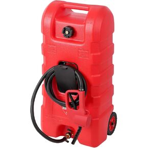Garvee 15 Gallon Gas Can, Fuel Caddy with Pump, Fuel Transfer Tanks with 10 FT Delivery Hose Diesel Fuel Can for Cars, Lawn Mowers, Boats,Medium, Yellow