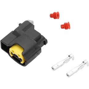 2 Pin Ignition Coil Connector Plug Kit Compatible for Hyundai for Kia, Waterproof 2 mm Series Plastic Black Female Wire Terminal Connector