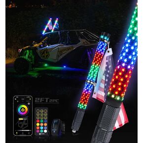 Xprite RGBW Fat Whip Lights with App & Remote Control Stop Turn Reverse Brake Lights