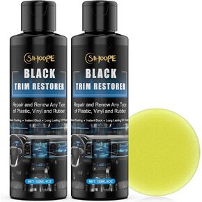 Black Trim Restorer Plastic Restorer Bring Plastic, Rubber, and Vinyl Black to New, Protects Against UV Rays, Detailing Supplies Conceal Scratches Tire- 4Oz
