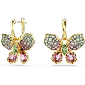 Swarovski Idyllia drop earrings, Mixed cuts, Pavé, Butterfly, Multicolored, Mixed metal finish