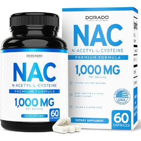 NAC Supplement (60 Capsules, 1000mg Per Serving) Premium NAC Supplement N-Acetyl Cysteine Capsules for Men and Women for Immune Support - Vegan Safe, Third Party Tested - Non GMO & USA Made