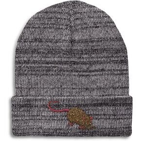 Beanies for Men Rat Embroidery Wild Animals Rat Embroidery Winter Hats for Women Acrylic Skull Cap 1 Size