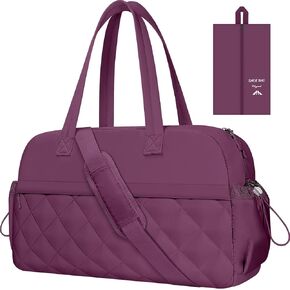 Lightweight Puffer Gym Bag for Women - Quilted Duffle Bag for Travel with Wet Pocket, Weekender Duffel - TILYMOL