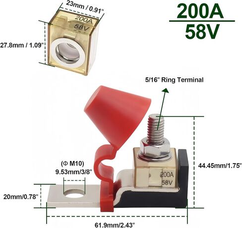 200A Terminal Fuse Block Waterproof IP66 58V Marine Rated Battery Fuse for Car Boat RVs New Energy trams Truck Cruise Ships and Other DC Main Power Sources in Saudi Arabia