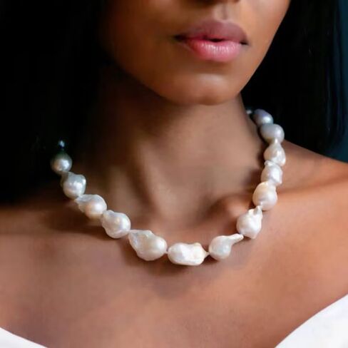 BriLove Baroque Freshwater Cultured Pearl Necklace for Women, Gorgeous Elegant Real Pearls Choker Strand Necklaces for Wedding Outfit Party Prom Gift in Kuwait