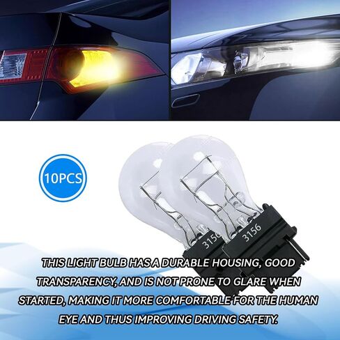 3157 Brake Light Bulb 3157 Tail Light Bulbs Car Instrument Light Bulb, 10 Pack 12V 21/5W Mini Bulb Miniature Rear Turn Signal Bulb Daytime Running Light Bulb Blinker Bulb Universal(Amber) in Saudi Arabia
