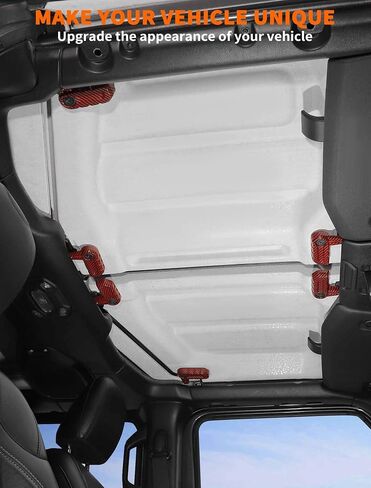 SavadiCar Red Carbon Livers Idavories - Latches Hardtop Cover Trim For 2018 -Present Jeep Wrangler JL Jlu 4xe & Gladiator JT - Premium Texture Interior Decorder Option in Kuwait